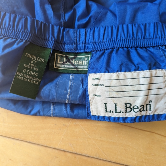 LL Bean, size 2 toddler, 100% nylon, splash pants, blue - Picture 2 of 3